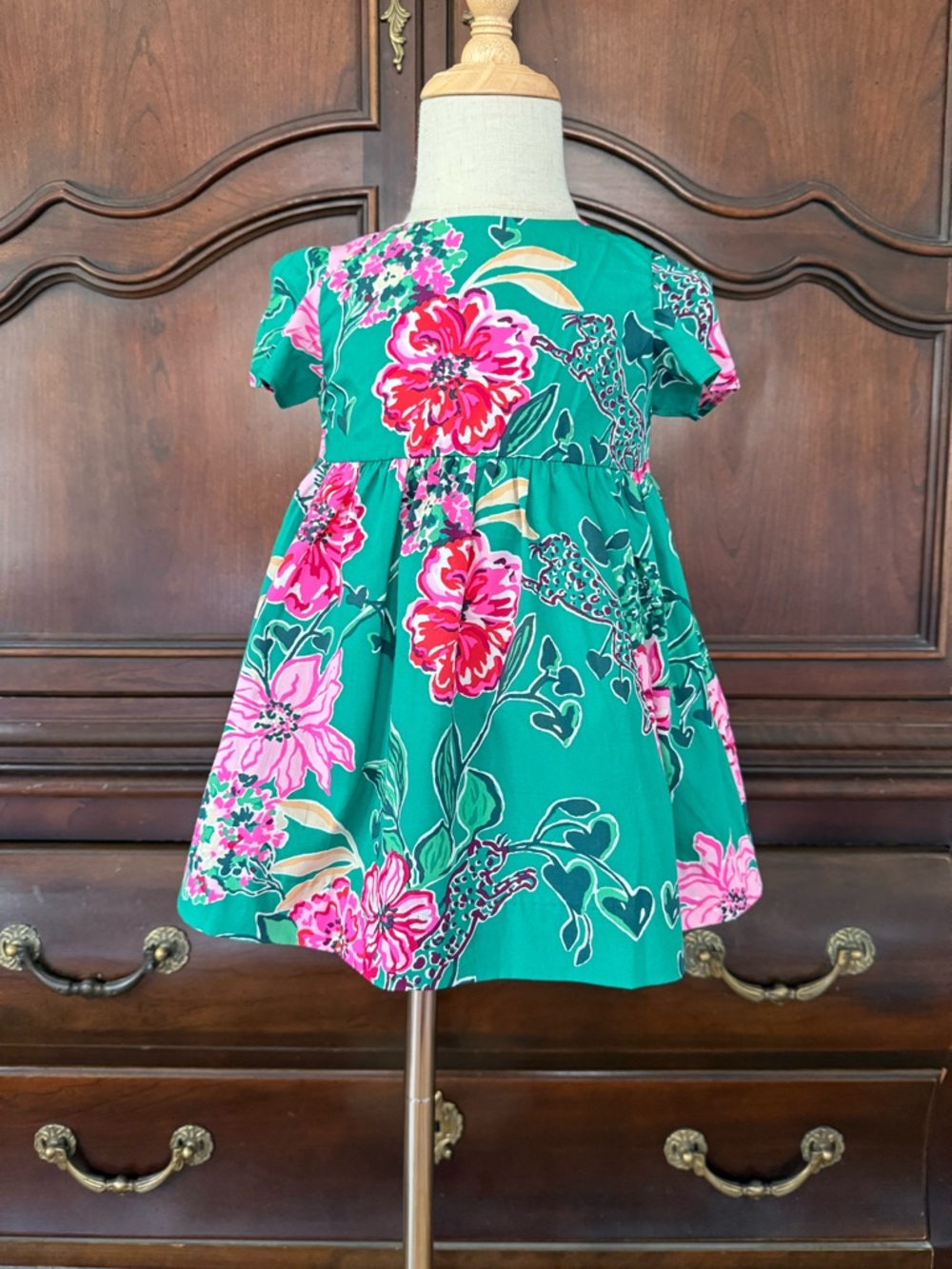 NWT Lilly Pulitzer Baby Dress Bloomer Set 18-24M Pink Green Floral - Picture 2 of 8